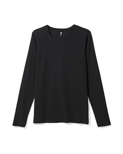 HEMA Dames T-shirt Clara rib zwart (zwart)