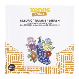 Kleurboek op nummer dieren - 20x20 cm
