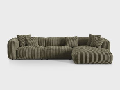 3-zits hoekbank Martina ribstof rechts | Micadoni