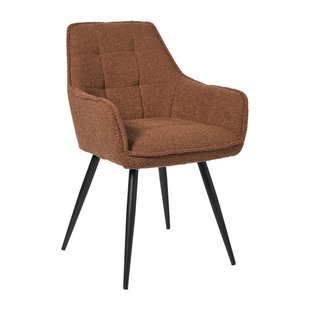 Eetkamerstoel bouclé met armleuning - bruin - 87x56.5x43 cm