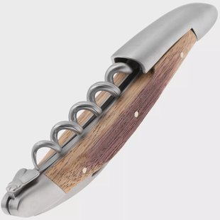 Forge de Laguiole 00004459, Matte Stainless Steel, Stamped Bee, Barrel Oak kelnersmes