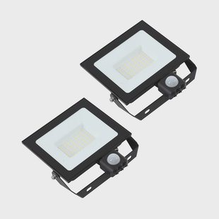 Prios LED-buitenspot Maikel, 50 W, metaal, sensor, set van 2