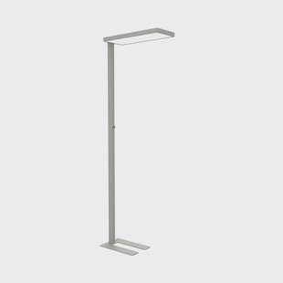 LED kantoor vloerlamp MAULjura, zilverkleurig, aluminium, 196,5 cm