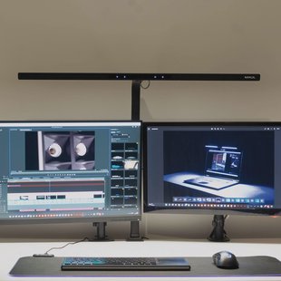 LED-monitorlamp MAULgate, sensor, dimbaar, zwart, klem