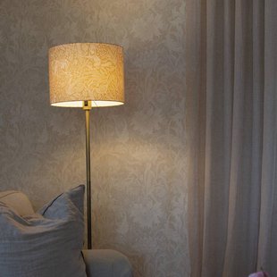 PR Home Vloerlamp Amy, geel/goud, hoogte 150 cm, textiel, E27