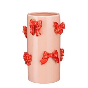 Mica Decorations Vaas - H26 x Ø17 cm - Dolomiet - Rood, Lichtroze