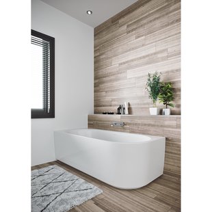 Ligbad Halfvrijstaand Riho Desire Corner Rechts 170x77x60 Acryl Mat Wit met Fall Overloop