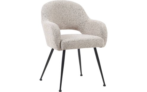 Goossens Eetkamerstoel Briggen beige stof met armleuning,