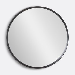 Ronde spiegel in massief zwart eiken,Ø100 cm, Orion