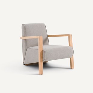 Fauteuil met 42% wollen stof en eiken Sanami poten