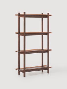 Grote eikenhouten wandrek Alex met glazen planken