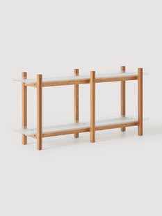 Wandrek Alex van eikenhout met glazen planken