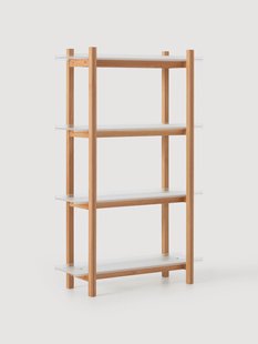 Grote eikenhouten wandrek Alex met glazen planken