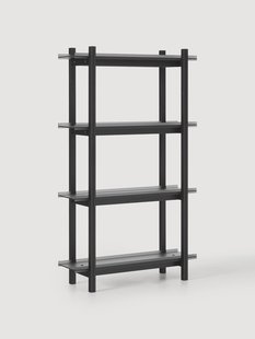 Grote eikenhouten wandrek Alex met glazen planken