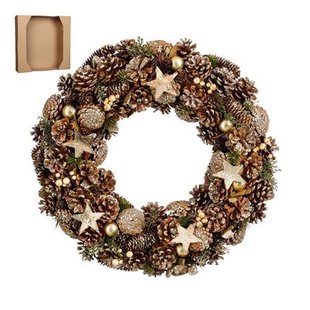 House of Seasons Kerstkrans - Ø50 cm - Bruin