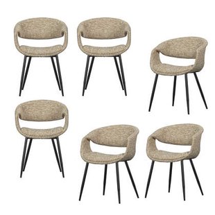 WOOOD Yossi Eetkamerstoelen Met Metalen Zwarte Poot - Zand - Set van 6