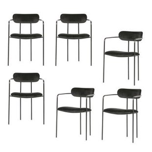 WOOOD Ivy Eetkamerstoelen - Fluweel - Zwart - Set van 6
