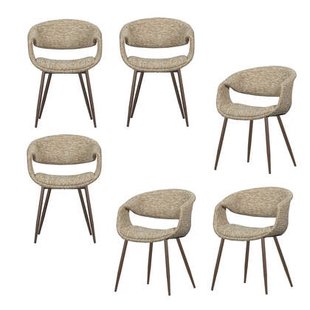 WOOOD Yossi Eetkamerstoelen Met Metalen Koper Poot - Zand - Set van 6