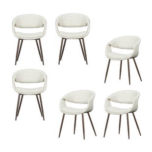 WOOOD Yossi Eetkamerstoelen Metalen Koper Poot - Naturel - Set van 6
