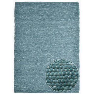 Theko Handgeweven wollen tapijt Alpen 70x140 cm - Petrolblauw