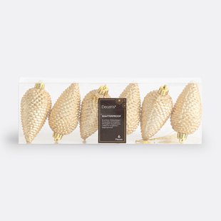 Set van 6 kerst dennenappels om op te hangen, Caspar