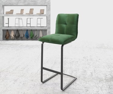 DELIFE Barstoel Maddy-Flex fluweel groen sledestoel vlak metaal