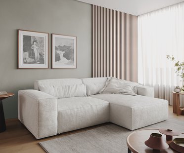 DELIFE Hoekbank Sirpio 230x155 cm bouclee crème-wit recamiere variabele