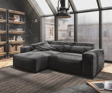 DELIFE Hoekbank Sirpio 230x155 cm microvezel zwart variabele rugleuning met kruk