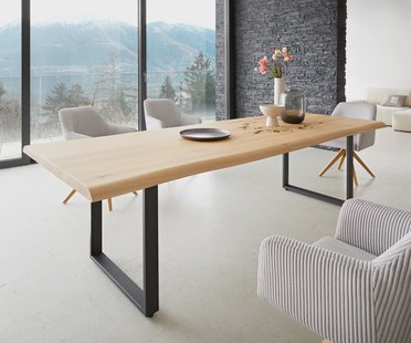 DELIFE Eettafel Edge 260x100 eiken natuur skid  zwart  Live-Edge