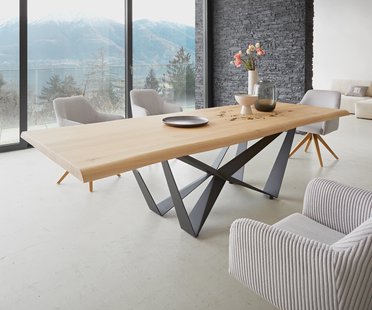 DELIFE Eettafel Edge 260x100 eiken natuur Spider staal  zwart  Live-Edge