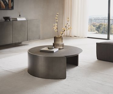 DELIFE Salontafel Haru 90x35 cm keramiek Laminam® Noir Desir bruin metaalzilver