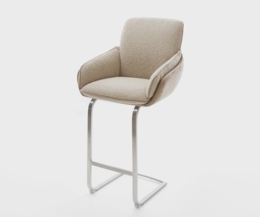 DELIFE Barkruk Luan-Flex vrijstaand frame vlak RVS Materiaalmix mud pocketvering