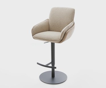 DELIFE Barkruk Luan-Flex draaivoet in hoogte verstelb. metaal mix van materialen mud draaibaar pocketvering