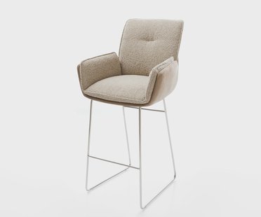 DELIFE Barkruk Nela-Flex sledeframe roestvrij staal materiaalmix modder pocketvering