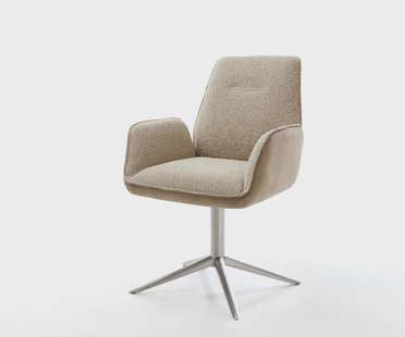 DELIFE Draaistoel Zoa-Flex materiaalmix mud kruispoot roestvrij staal 360° draaibaar rocker-functie pocketveer kern