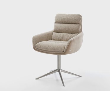 DELIFE Draaistoel Abelia-Flex met armleuning materiaalmix mud kruispoot roestvrij staal 360° draaibaar rocker-functie