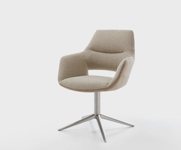 DELIFE Draaistoel Yago-Flex met armleuning materiaalmix mud kruispoot roestvrij staal 360° draaibaar rocker-functie pocketveer kern