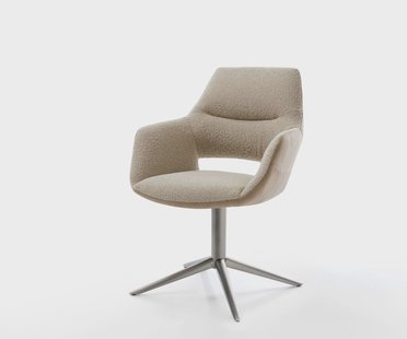 DELIFE Draaistoel Yago-Flex met armleuning materiaalmix mud kruispoot roestvrij staal 360° draaibaar rocker-functie pocketveer kern