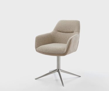 DELIFE Draaistoel Pejo-Flex materiaalmix mud kruispoot roestvrij staal 360° draaibaar rocker-functie pocketveer kern