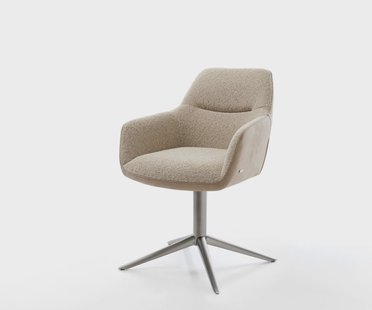 DELIFE Draaistoel Pejo-Flex materiaalmix mud kruispoot roestvrij staal 360° draaibaar rocker-functie pocketveer kern