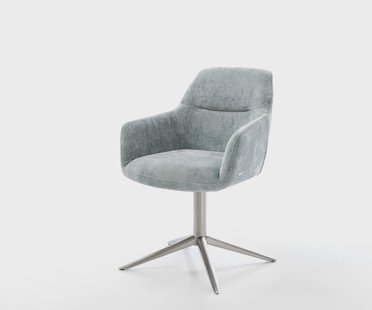 DELIFE Draaistoel Pejo-Flex chenille pastelblauw kruispoot roestvrij staal 360° draaibaar rocker-functie pocketveer kern