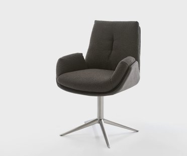 DELIFE Draaistoel Clea-Flex materiaalmix zwart kruispoot roestvrij staal 360° draaibaar rocker-functie