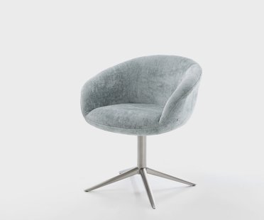 DELIFE Draaistoel Vinka-Flex met armleuning chenille pastelblauw kruispoot roestvrij staal 360° draaibaar rocker-functie pocketveer kern