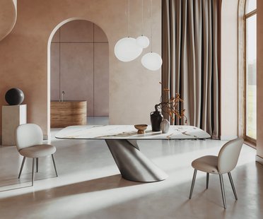 DELIFE Eettafel Edge Boot 240x120 keramiek  Calacatta Luxe wit-goud-grijs Cono metaal zilver