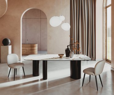 DELIFE Eettafel Edge Boot 240x120 keramiek  Calacatta Luxe wit-goud-grijs Troa metaal zwart