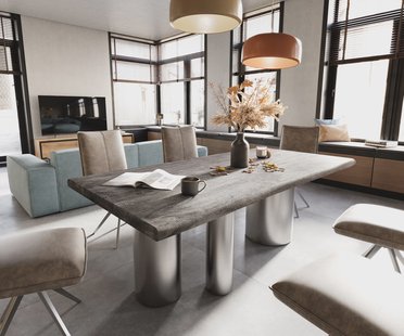 DELIFE Eettafel Edge 200x100 XL acacia Platin Troa RVS geborsteld Live-Edge