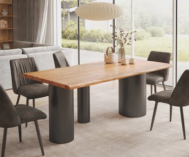 DELIFE Eettafel Edge 200x100 acacia natuur Troa metaal zwart Live-Edge