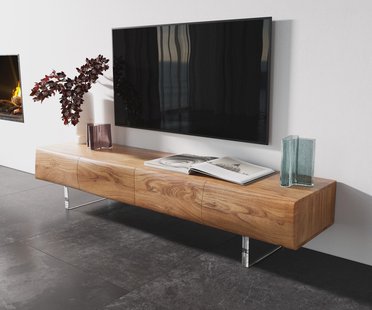 DELIFE TV-meubel New Live-Edge 175 cm acacia natuur 4 deuren acrylpoot
