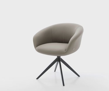 DELIFE Draaistoel Vinka-Flex met armleuning echt leer mud kruisframe breed zwart 360° draaibaar rocker-functie pocketveer kern