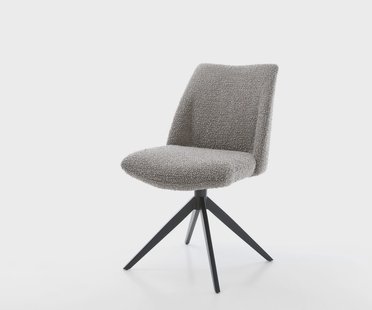 DELIFE Draaistoel Elso-Flex bouclé zilver grijs kruisframe breed zwart 360° draaibaar rocker-functie pocketveer kern